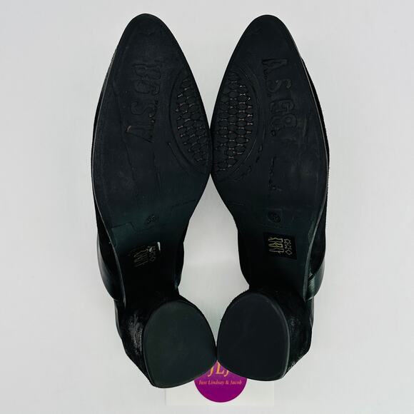 A.S. 98 Women's Emil Black Leather Boho Slip On Clog Mules Size 38 EU/ 7.5-8 US - Picture 9 of 11